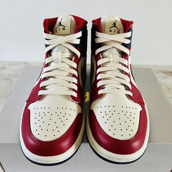 NIKE Air Jordan 1 Mid SE Gym Red/Sail/Light Iron Ore/Midnight Navy - US 7 - Picture 3 of 7